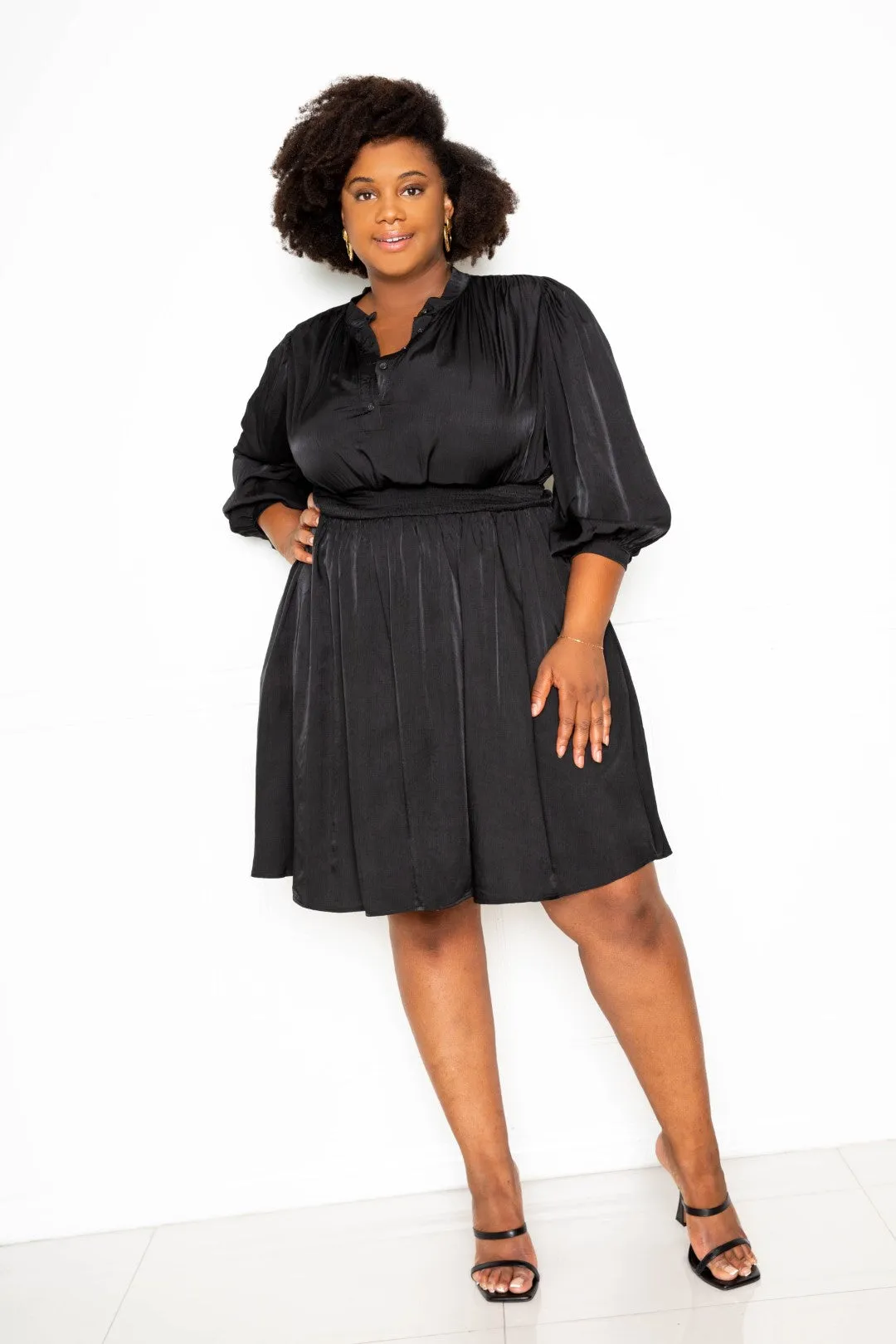 LUX SMOCKING SHIRT DRESS