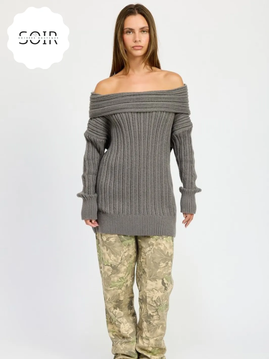 Luxe Drift Off-Shoulder Sweater Dress