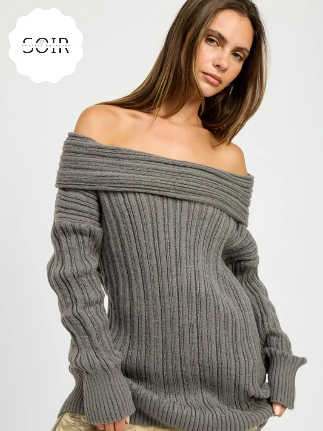 Luxe Drift Off-Shoulder Sweater Dress
