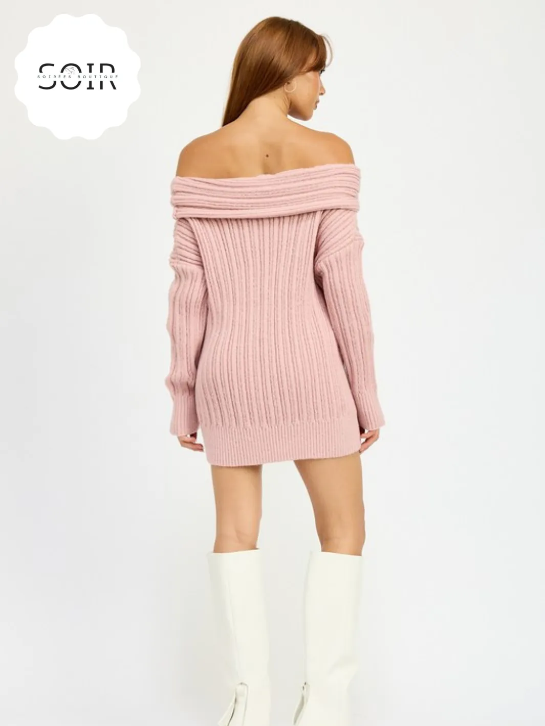 Luxe Drift Off-Shoulder Sweater Dress