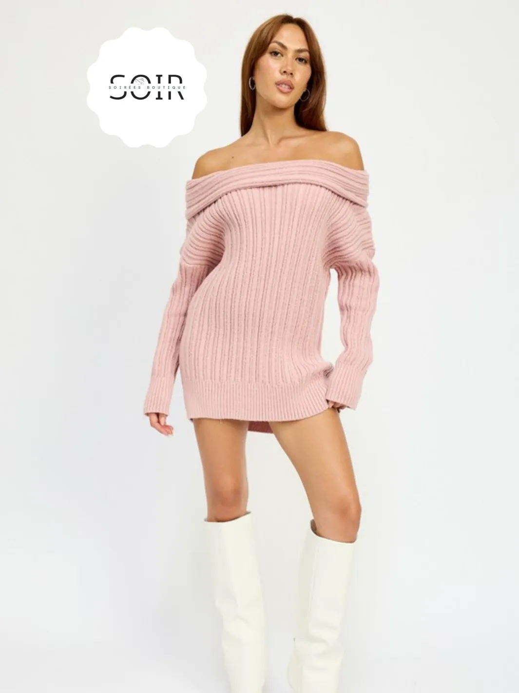 Luxe Drift Off-Shoulder Sweater Dress