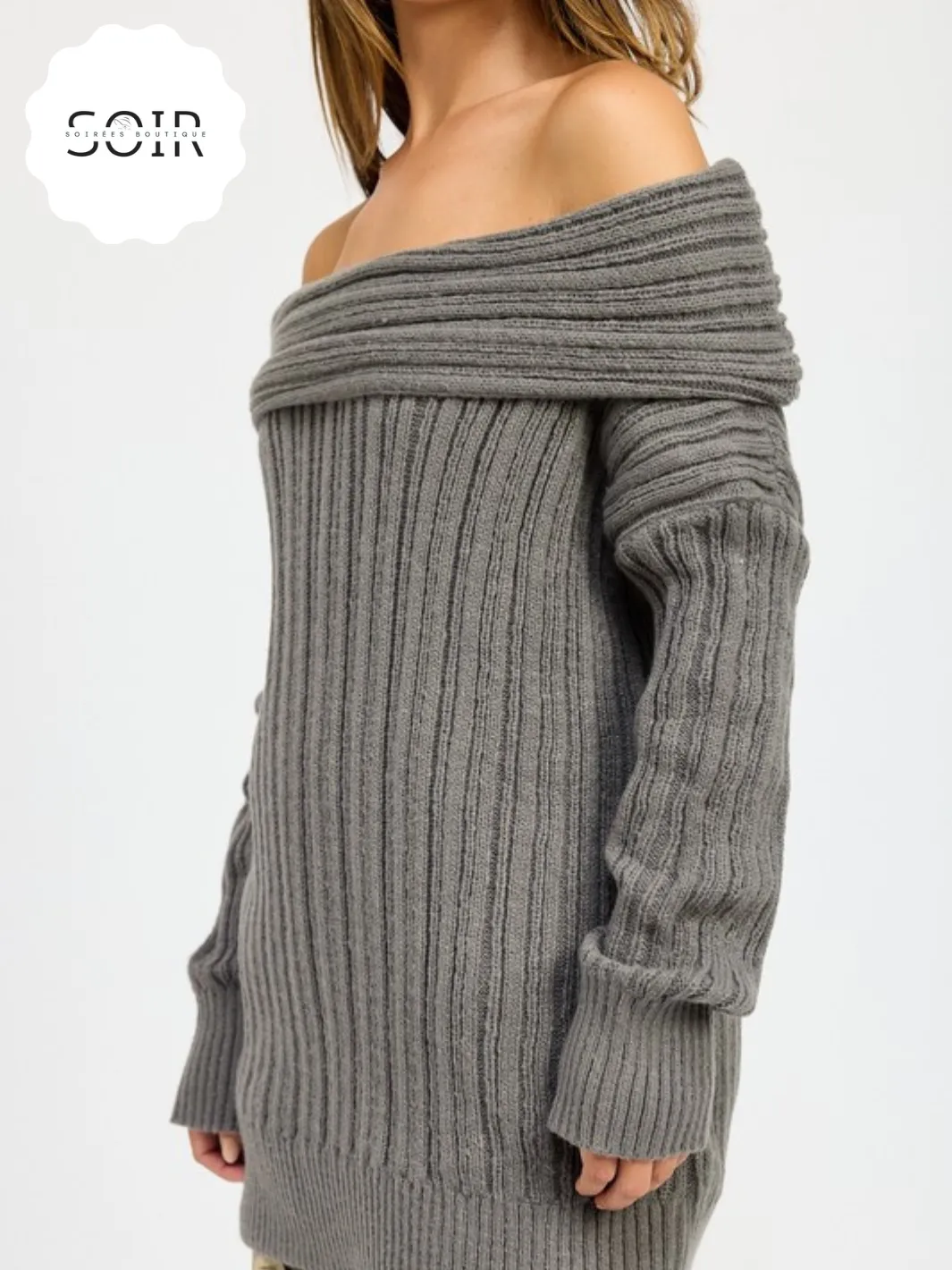 Luxe Drift Off-Shoulder Sweater Dress