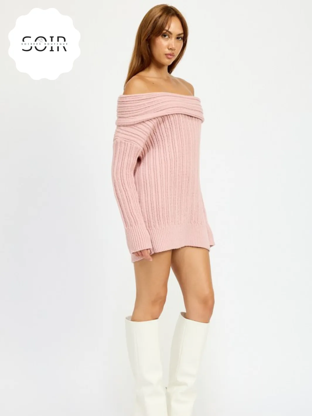 Luxe Drift Off-Shoulder Sweater Dress
