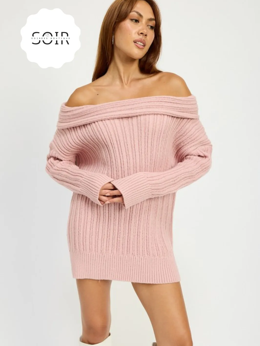 Luxe Drift Off-Shoulder Sweater Dress