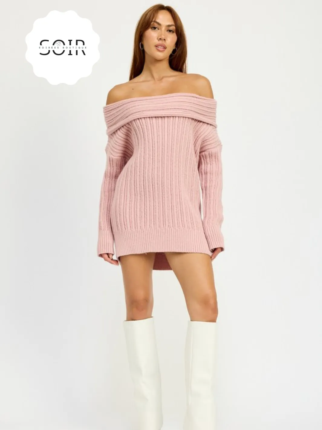 Luxe Drift Off-Shoulder Sweater Dress