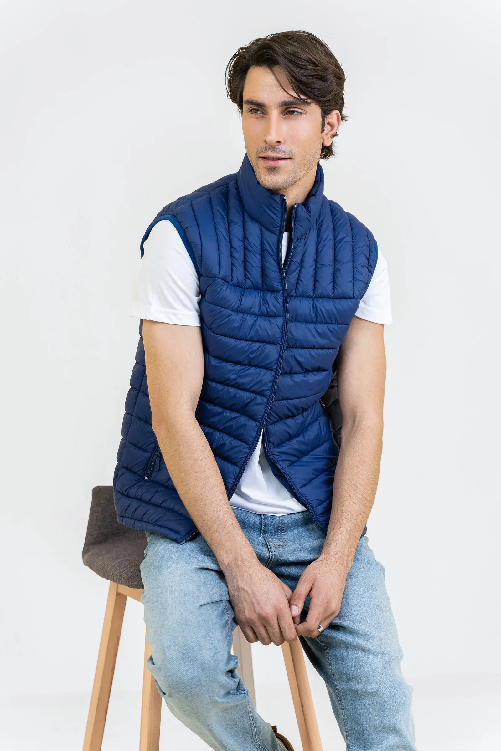 Markhor Mid BLUE Puffer Sleeve Less Jacket T211-T2