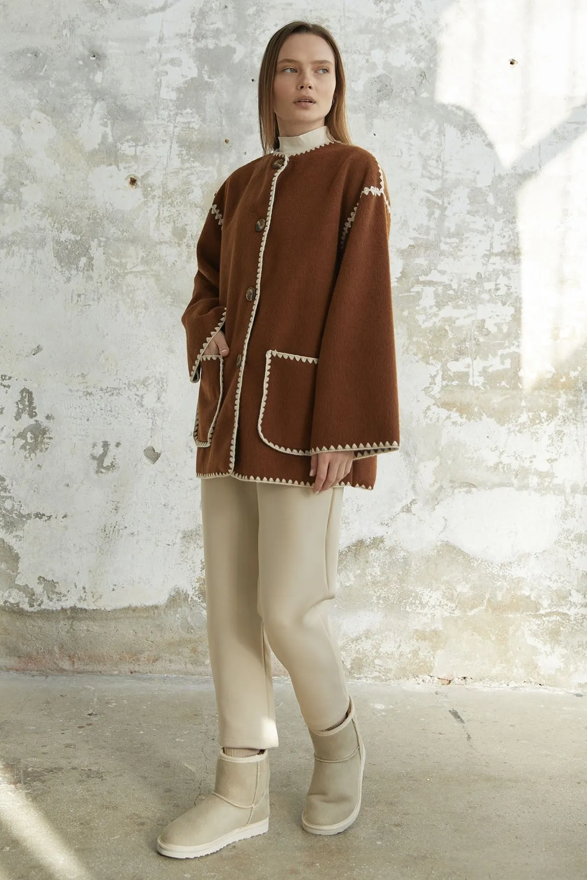 MDS Women Alira Quilted Coat - Tan - Barletta