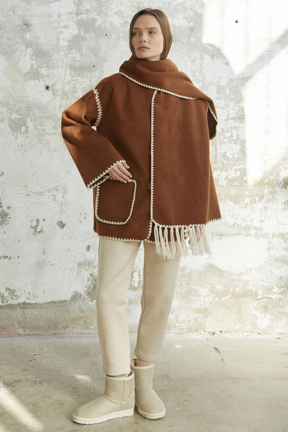 MDS Women Alira Quilted Coat - Tan - Barletta