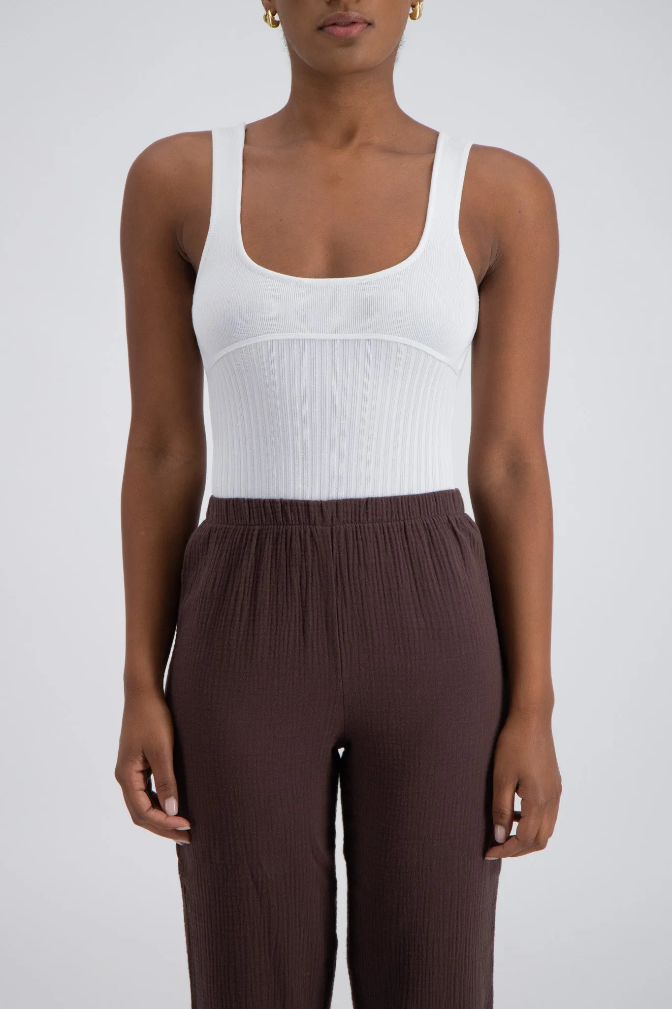 Minori Rib Knit Bodysuit White