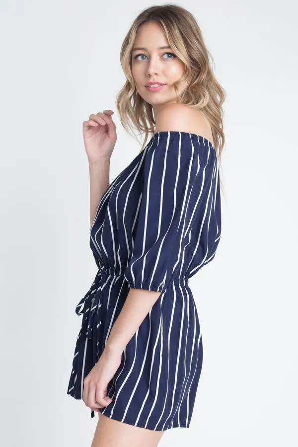Off Shoulder Stripe Romper | CozyCouture®