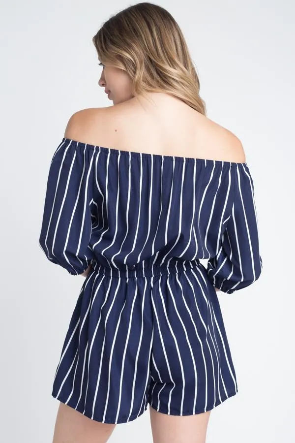 Off Shoulder Stripe Romper | CozyCouture®