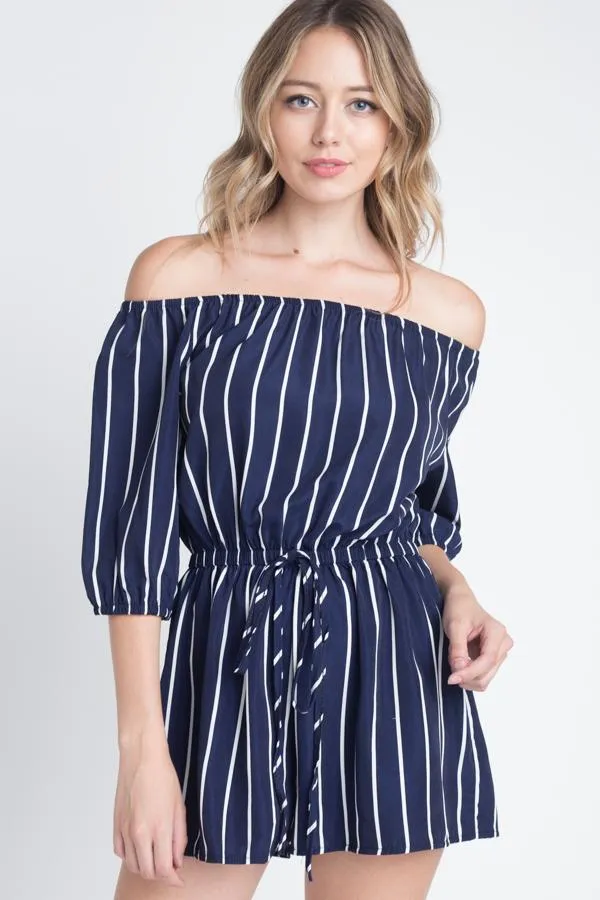 Off Shoulder Stripe Romper | CozyCouture®