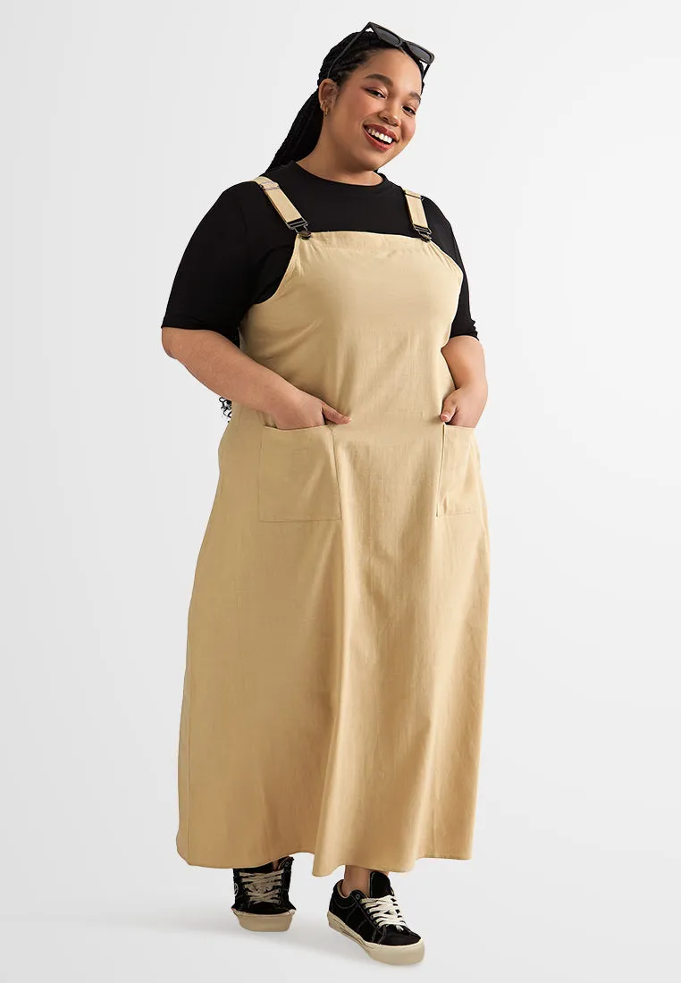 Pandora Adjustable Linen Pinafore Dress