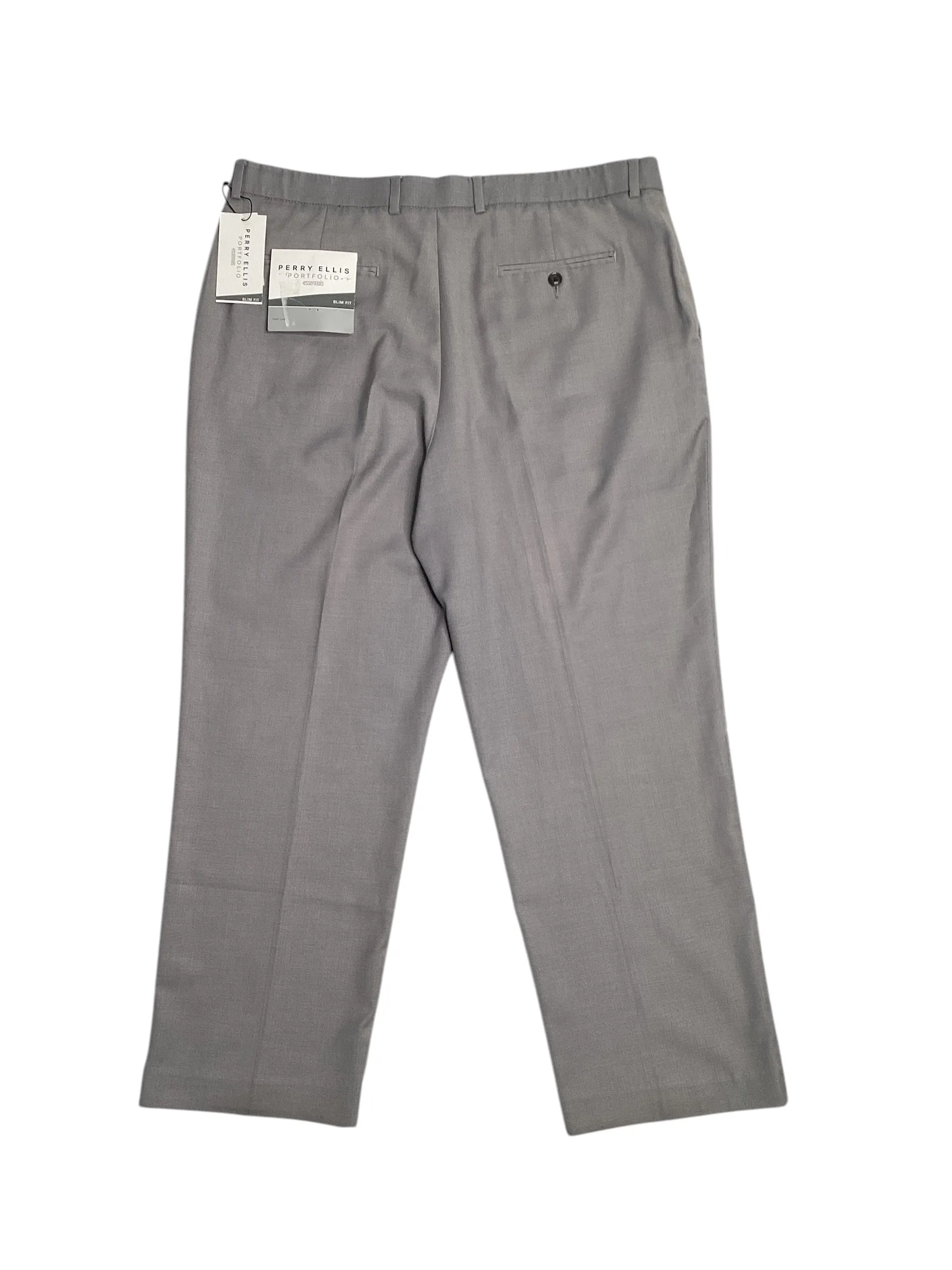 Perry Ellis Portfolio Men's Slim-Fit Twill Pants Mid Grey 32 x 29