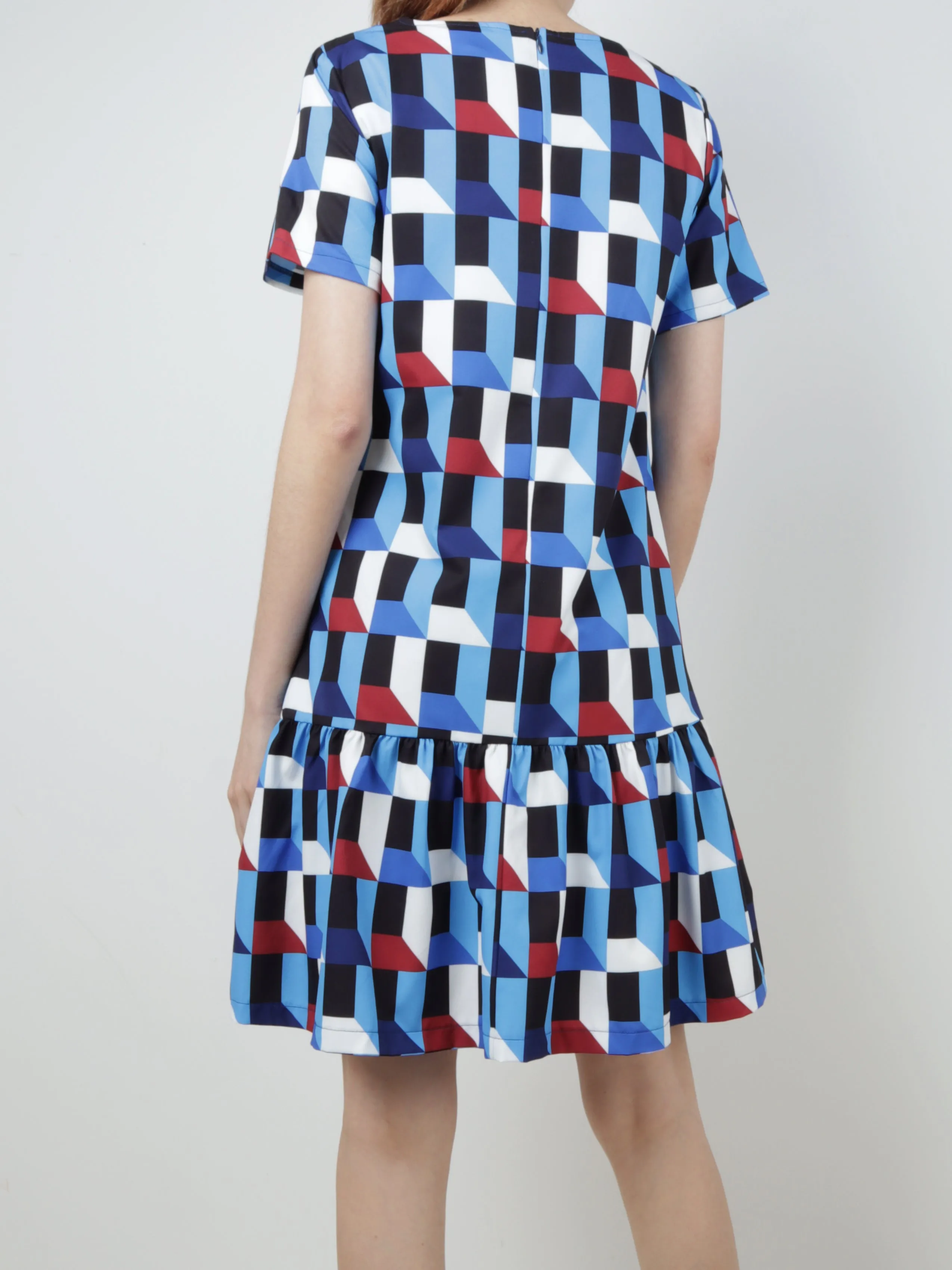 Pixels Gathered Hem Dress