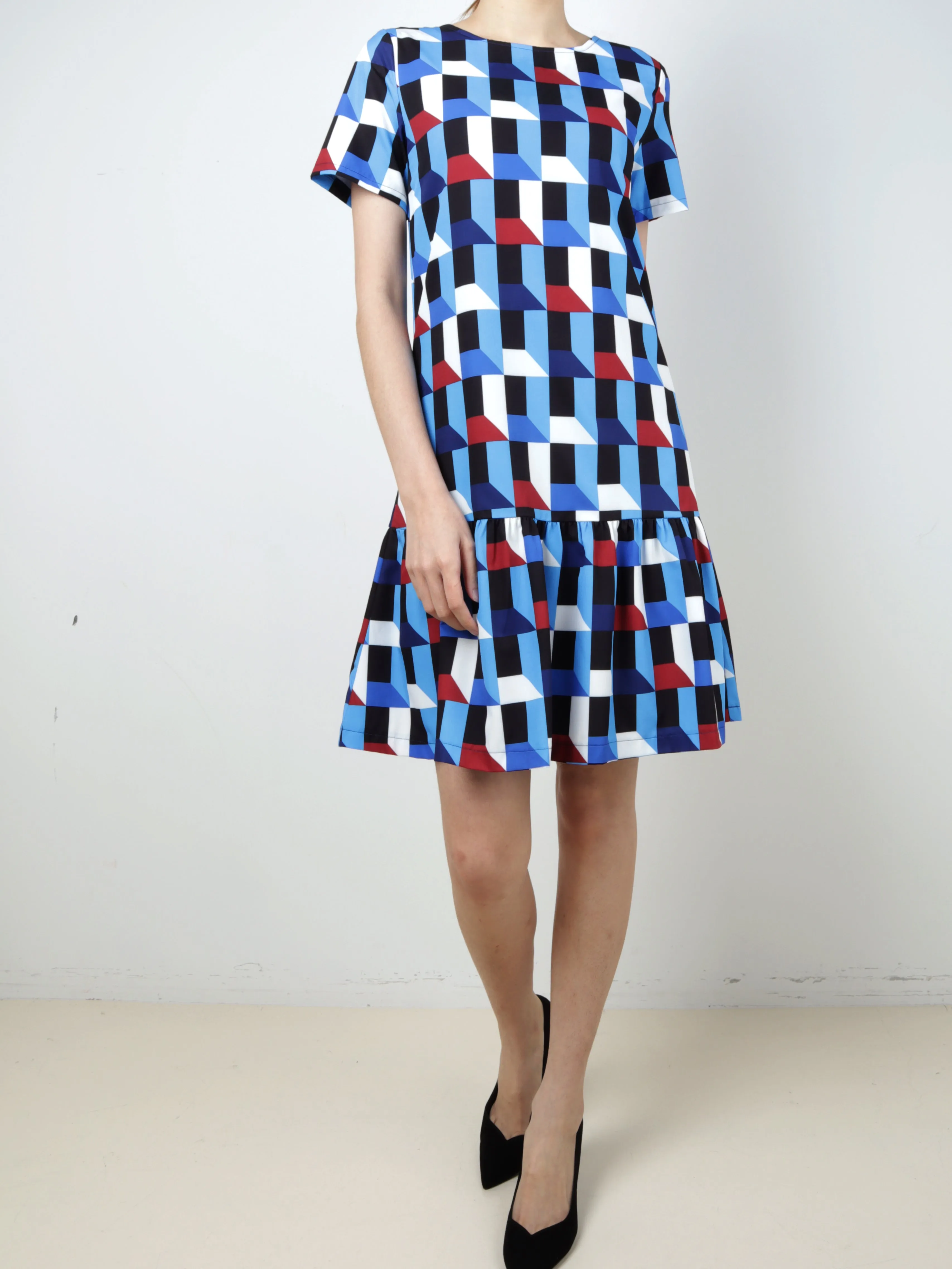 Pixels Gathered Hem Dress