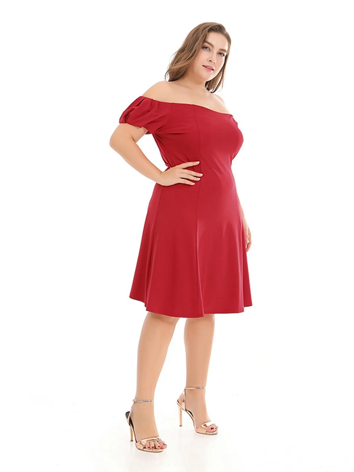 Plus Size 1950s Off Shoulder Dress