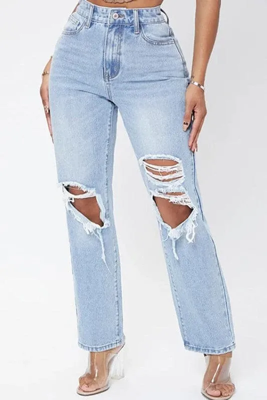 PX958 High Waist Distressed Denim Pant