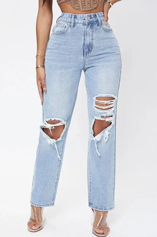 PX958 High Waist Distressed Denim Pant