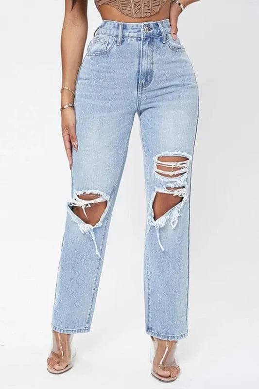 PX958 High Waist Distressed Denim Pant