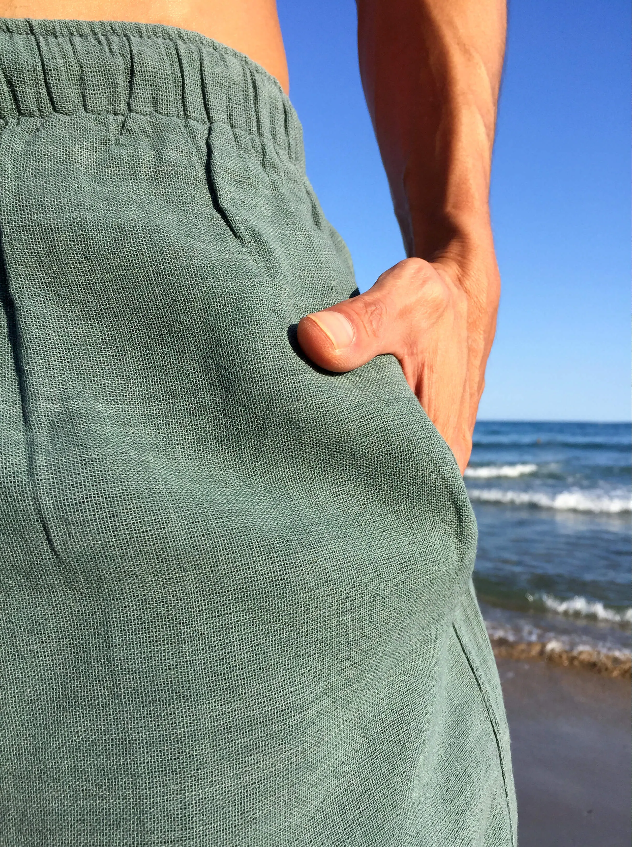 Raw Cotton Shorts Sage