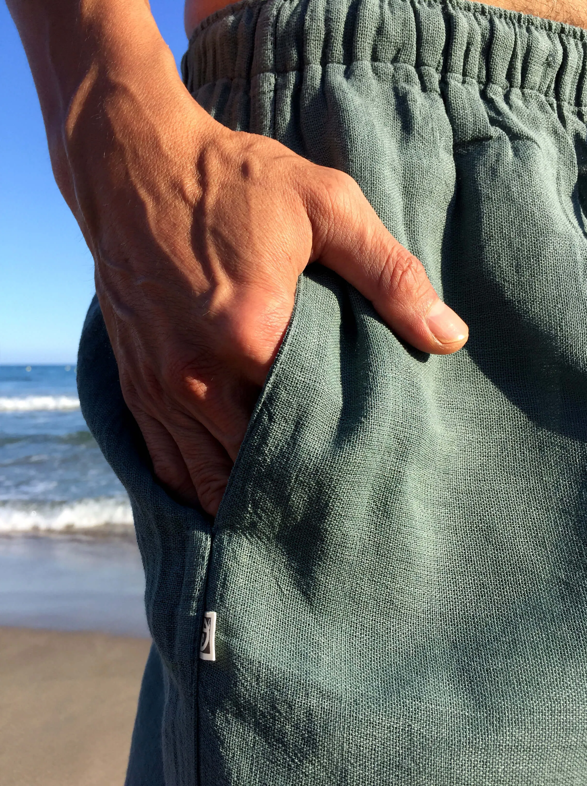Raw Cotton Shorts Sage