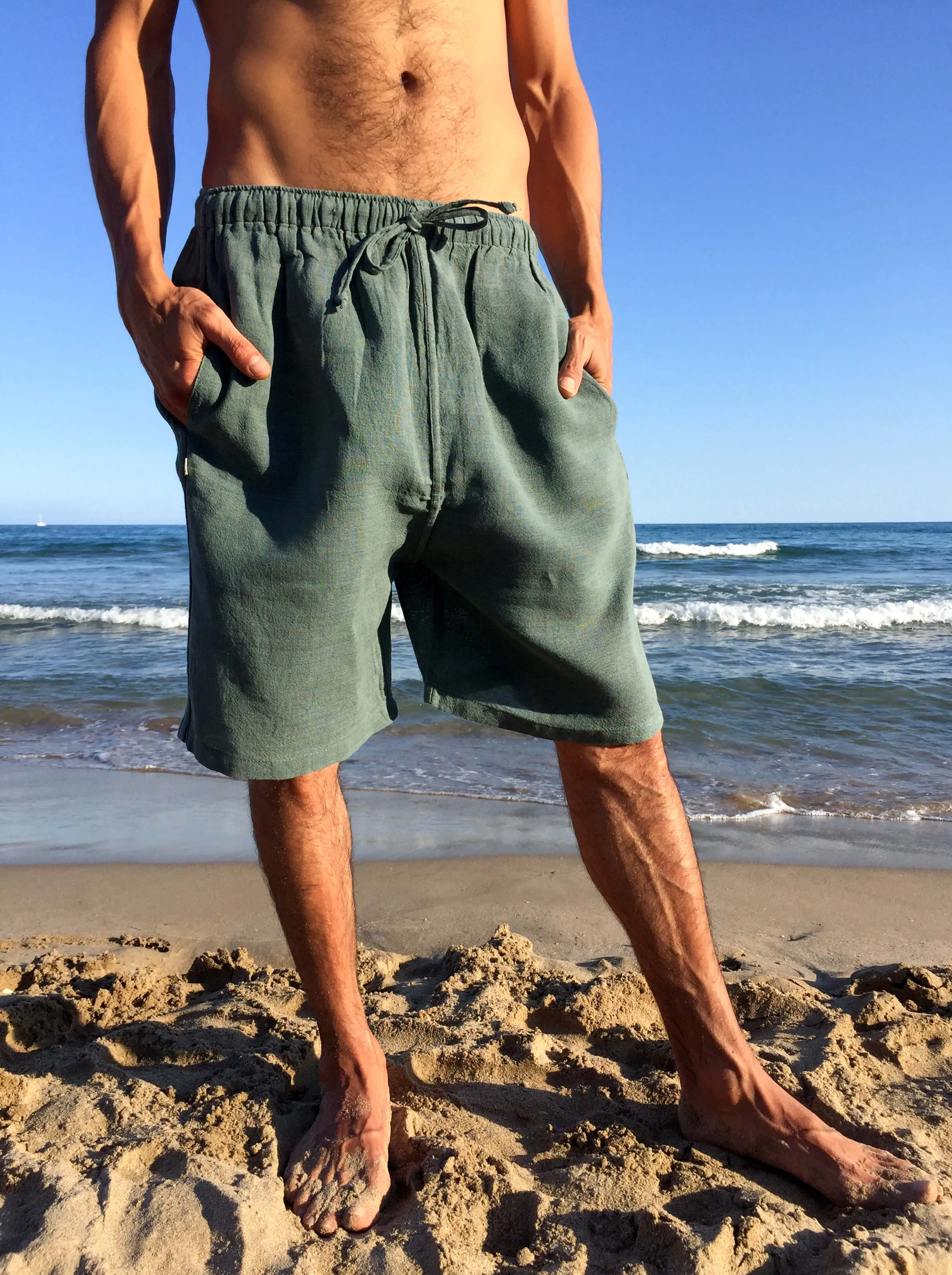 Raw Cotton Shorts Sage