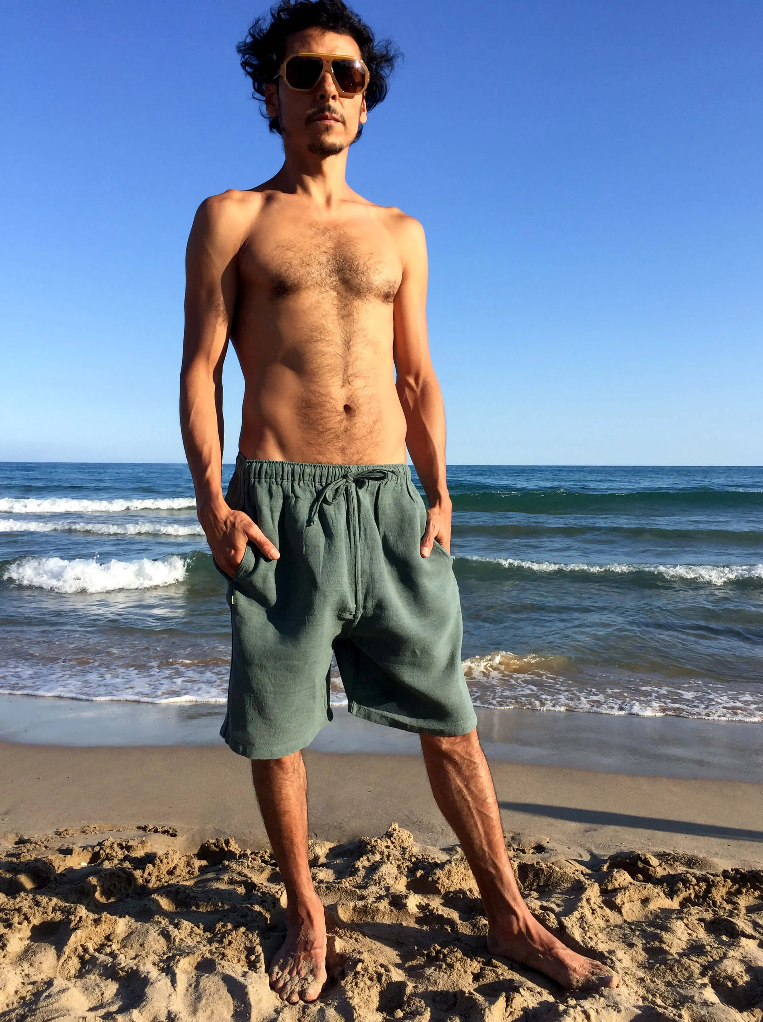 Raw Cotton Shorts Sage