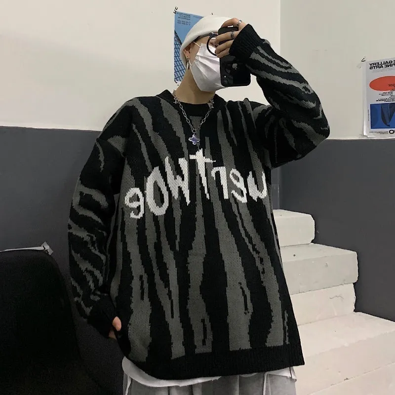 Sale Grunge Aesthetic Letter Printed Gray Oversized Sweater