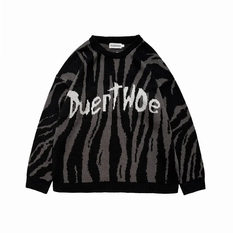 Sale Grunge Aesthetic Letter Printed Gray Oversized Sweater