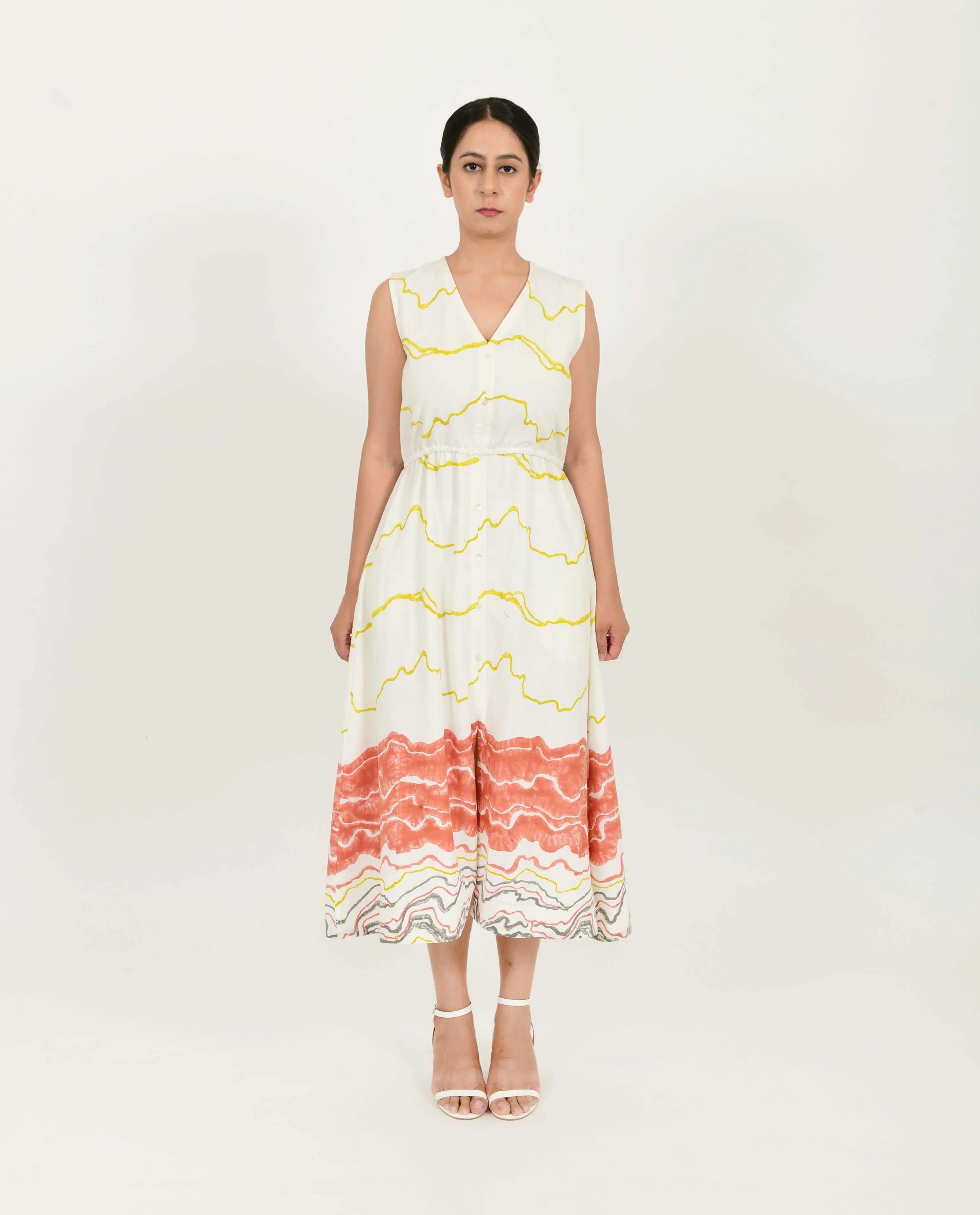 SALMON FRONT BUTTONED DRESS