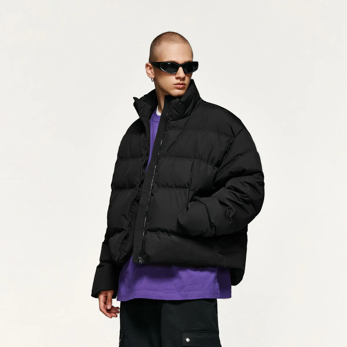 Short Puffer Jacket in Black