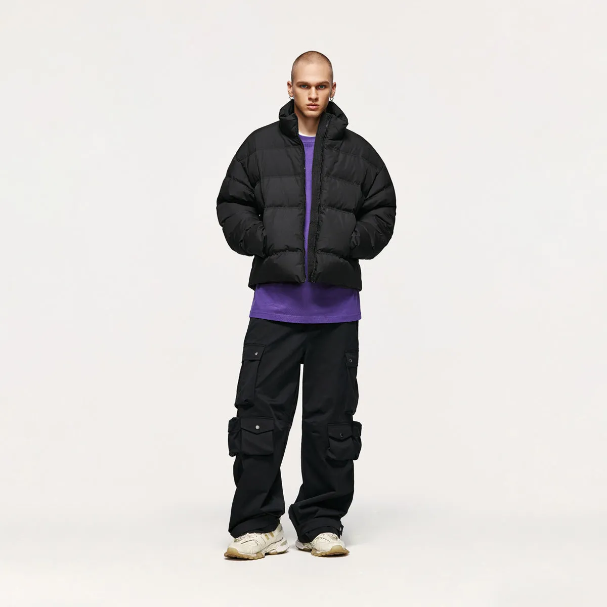Short Puffer Jacket in Black