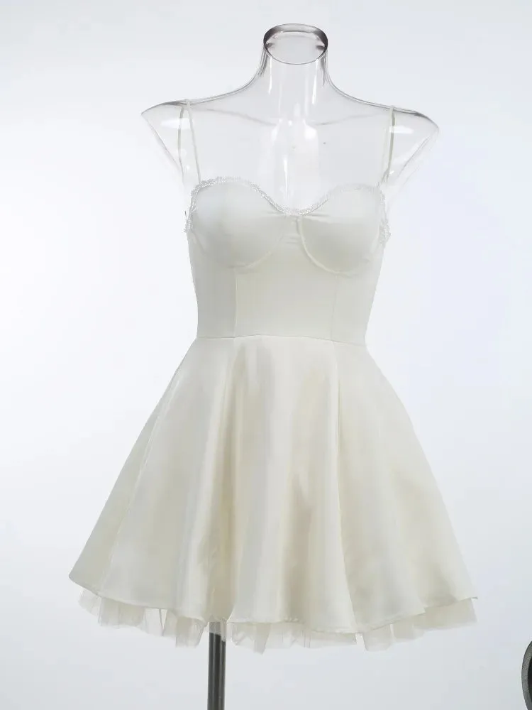 Solid Fit And Flare Spaghetti Strap Mini Dress