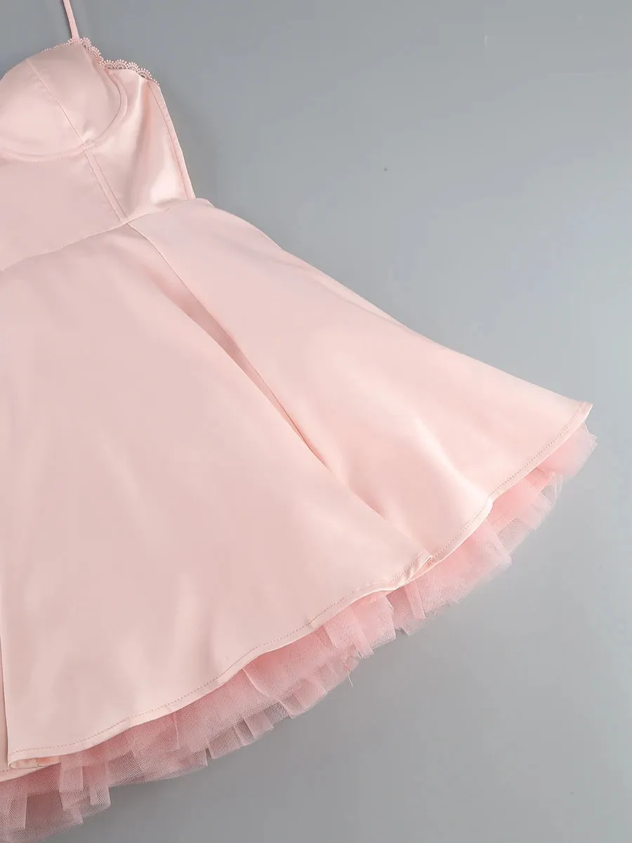 Solid Fit And Flare Spaghetti Strap Mini Dress