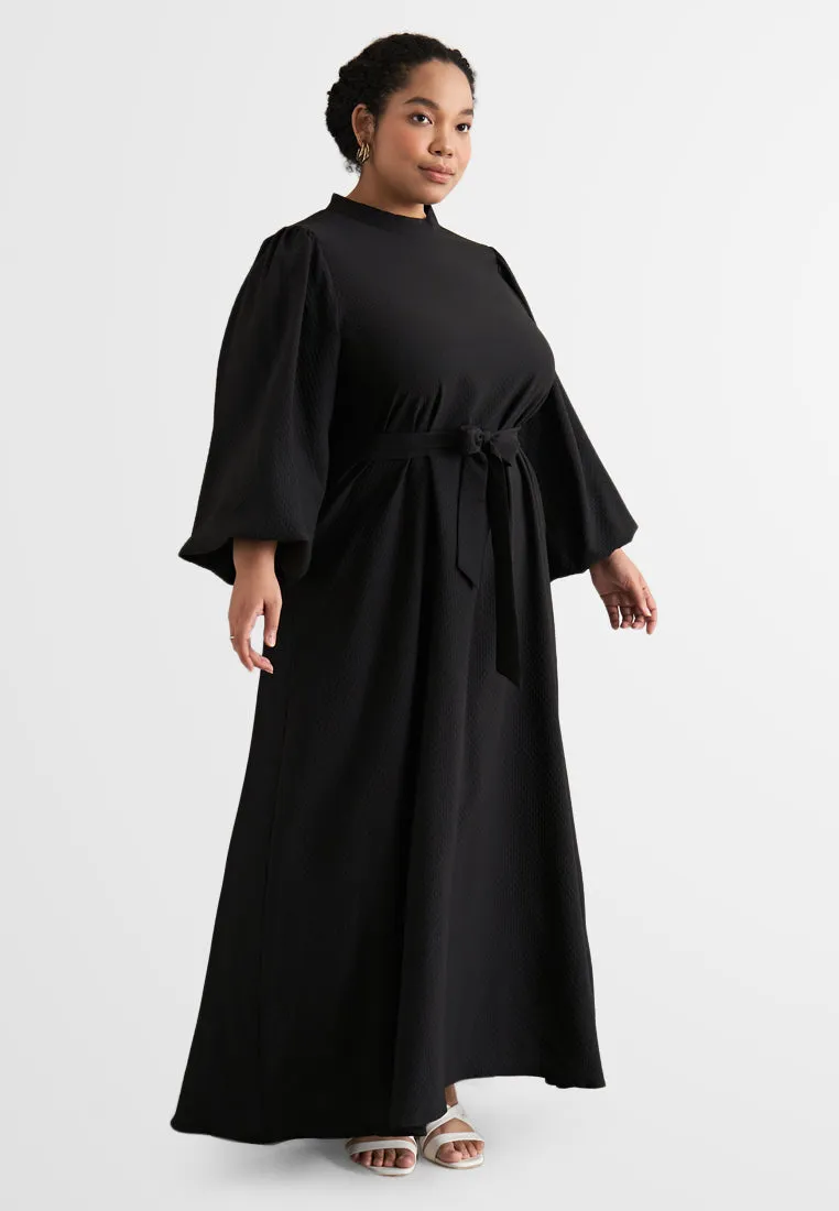 Stephanie Wrinkle Resistant Square Textured Long Dress