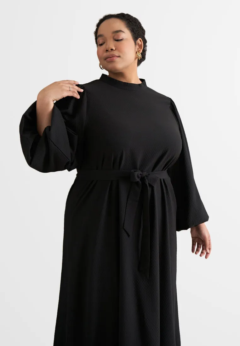 Stephanie Wrinkle Resistant Square Textured Long Dress