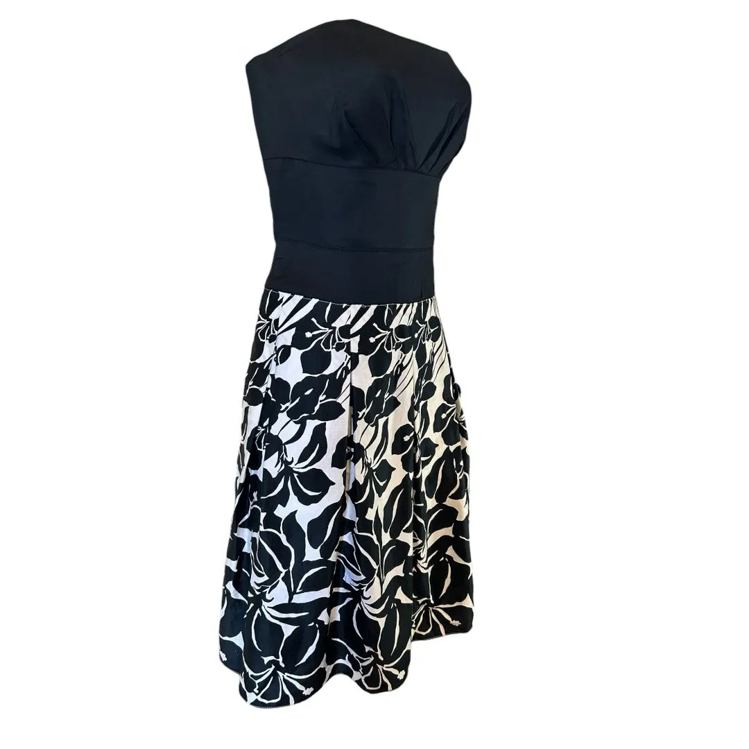 Strapless Floral Print Cocktail Dress