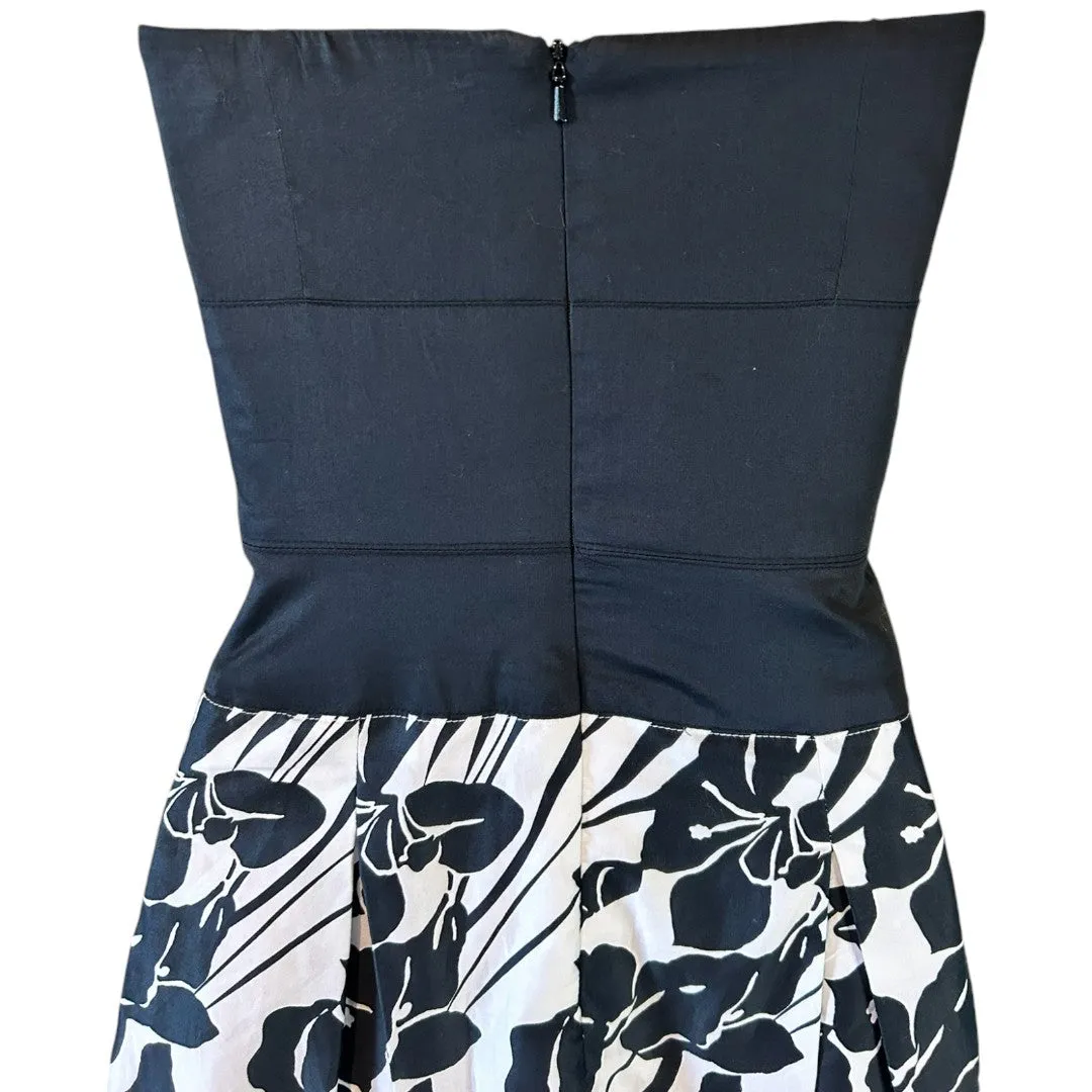 Strapless Floral Print Cocktail Dress