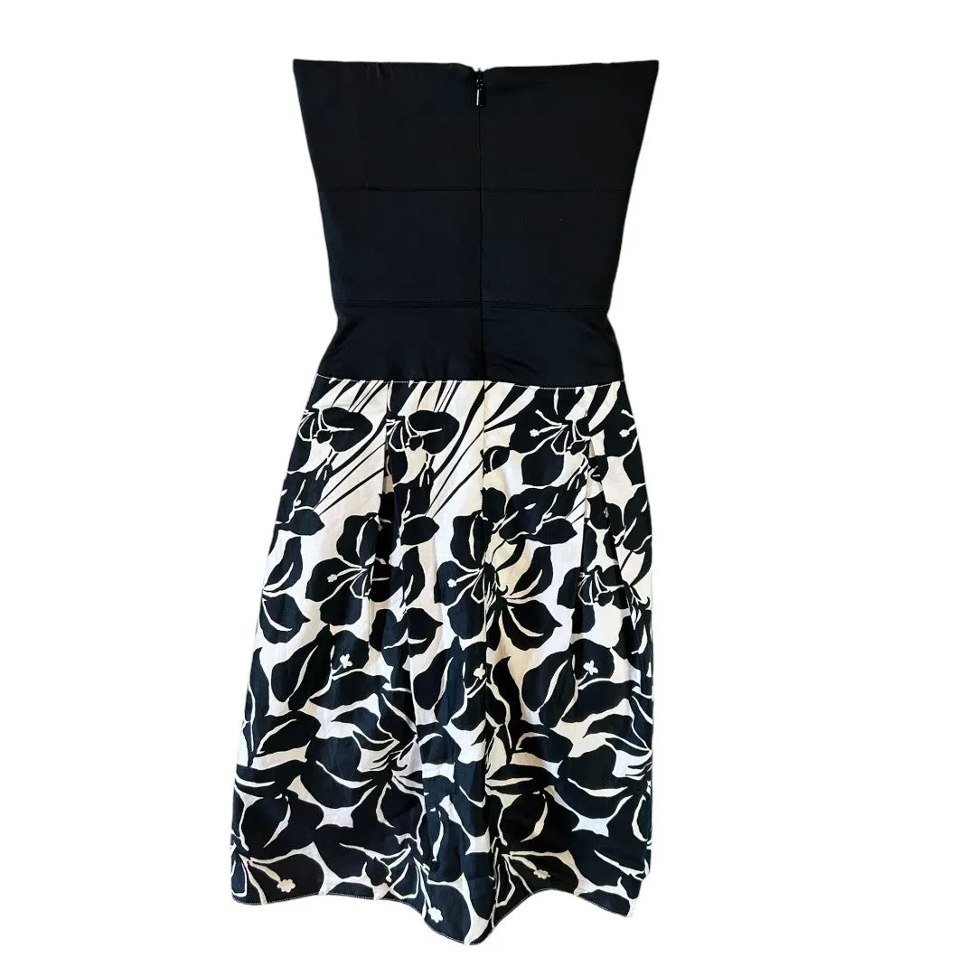 Strapless Floral Print Cocktail Dress
