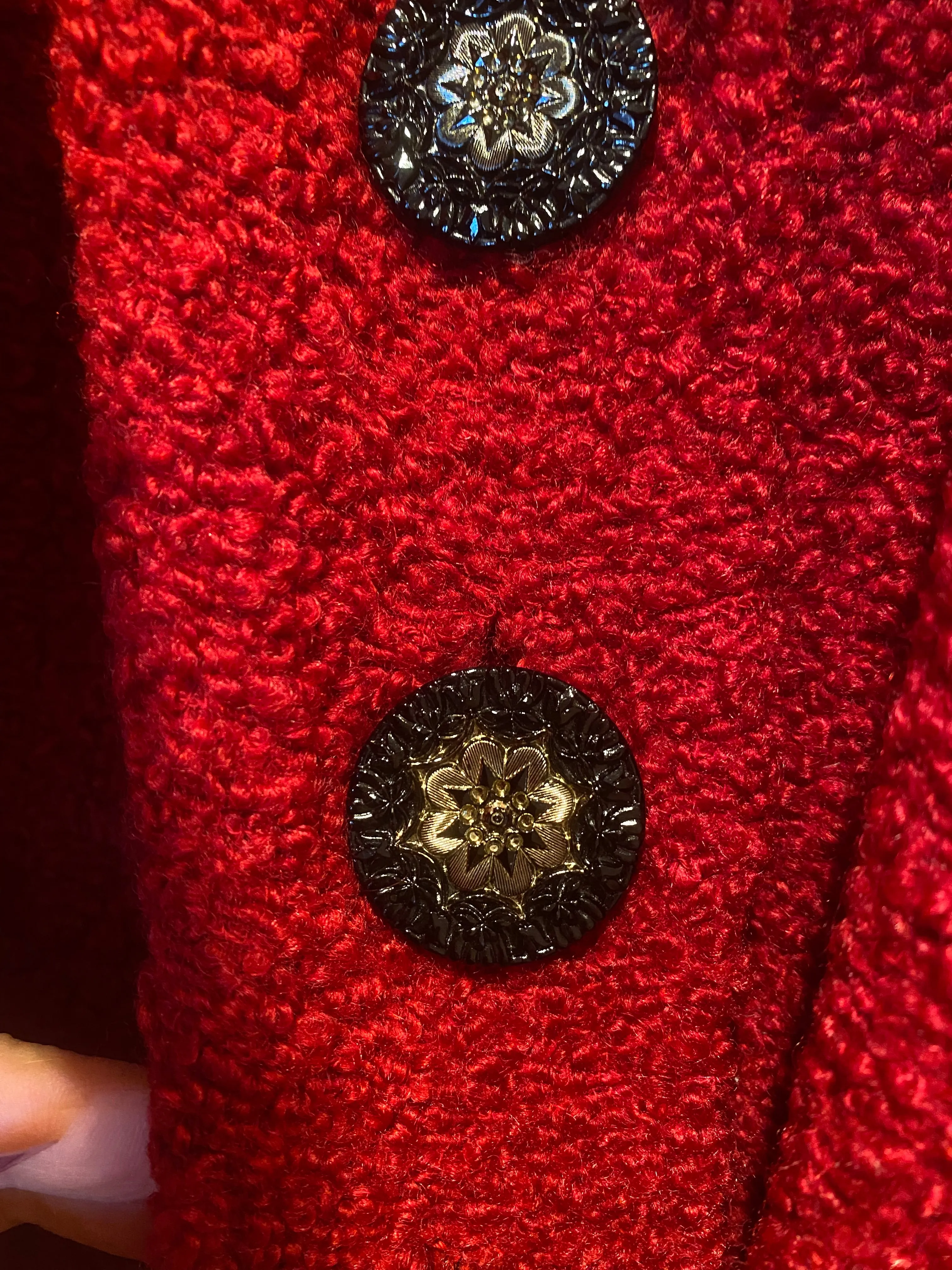 Stunning 1950's Crimson Wool Boucle Swing Coat By Dumas / Medium