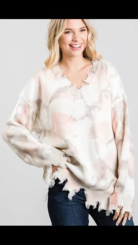 Taupe Distressed Sweater