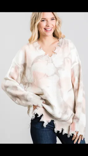 Taupe Distressed Sweater