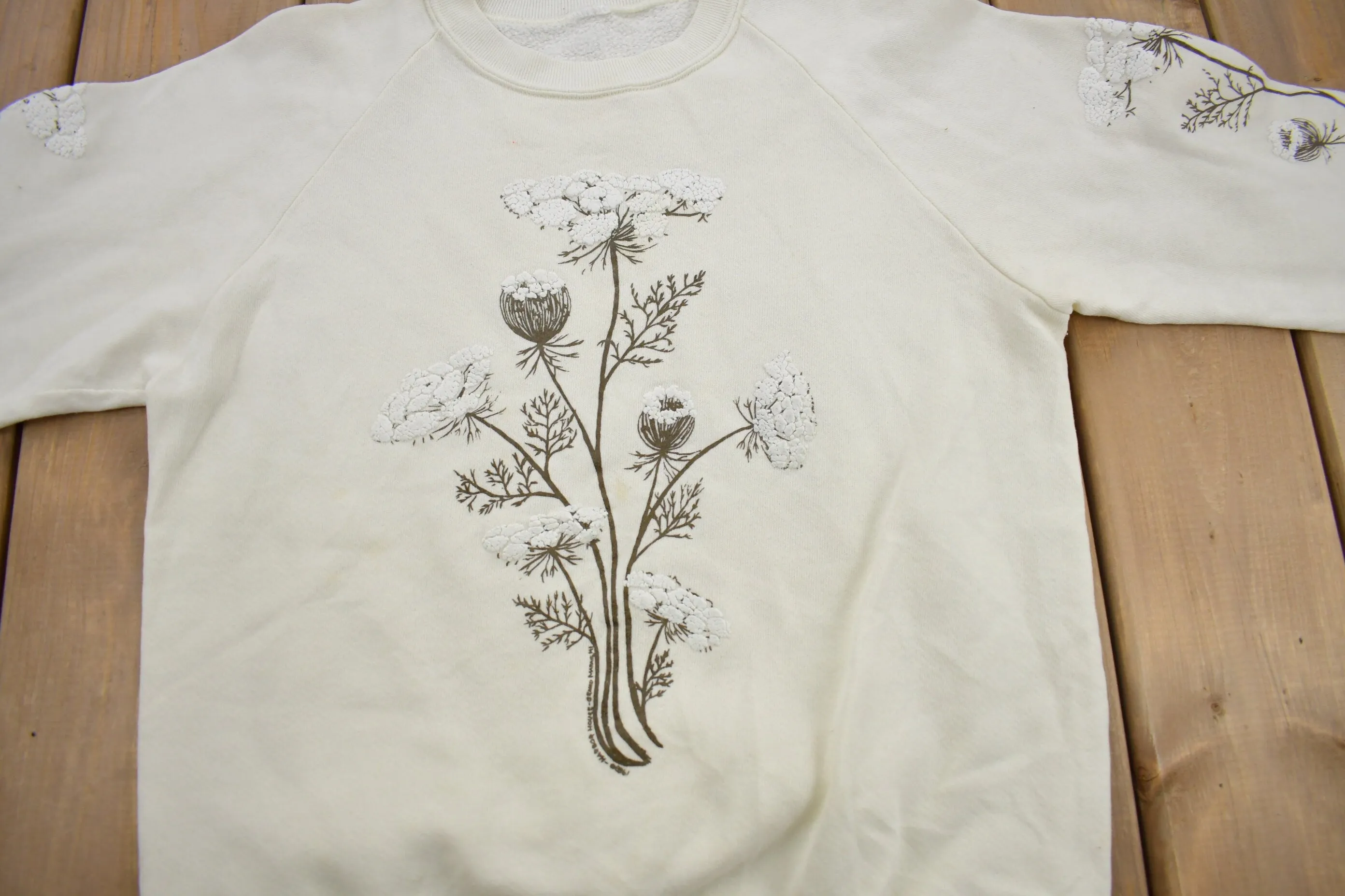 Vintage 1988 Floral Graphic Raglan Crewneck Sweatshirt