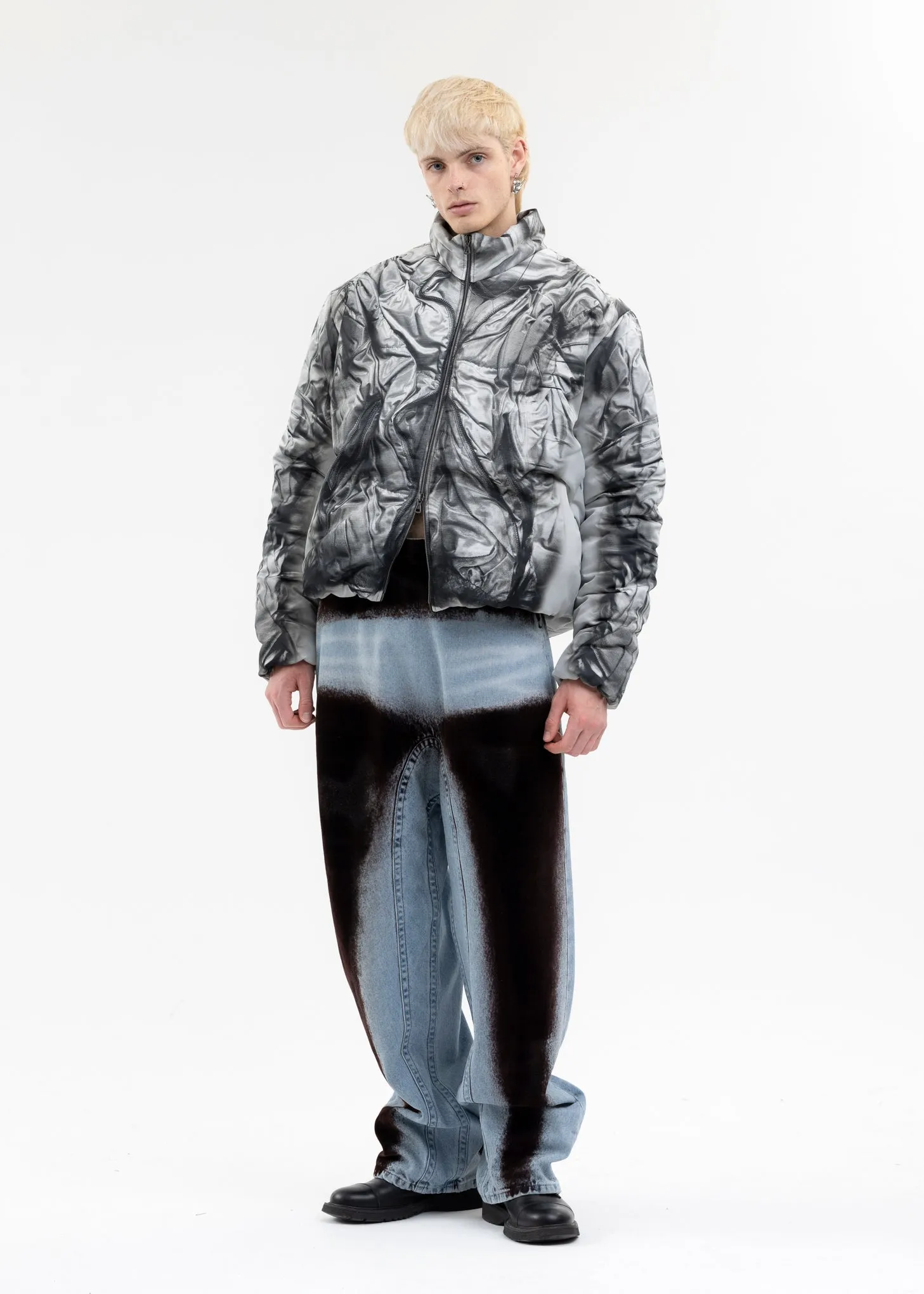 WHITE COMPACT PRINT JACKET