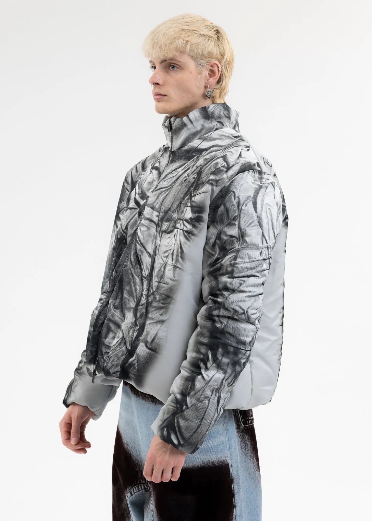 WHITE COMPACT PRINT JACKET