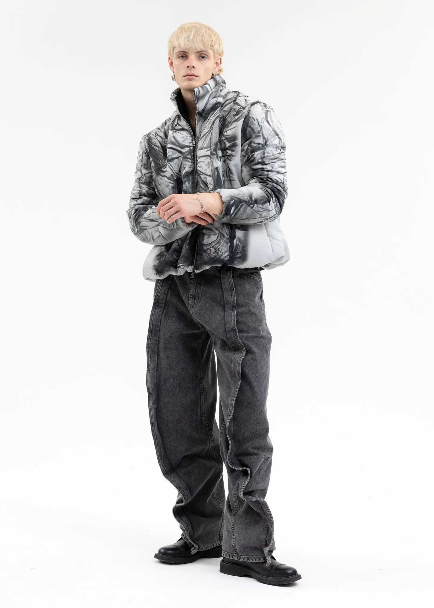 WHITE COMPACT PRINT JACKET