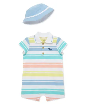 Wide Striped Romper & Hat