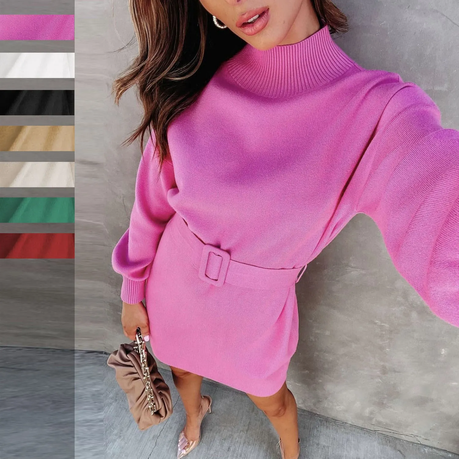 Women's Cowl Neck Sweater Dress