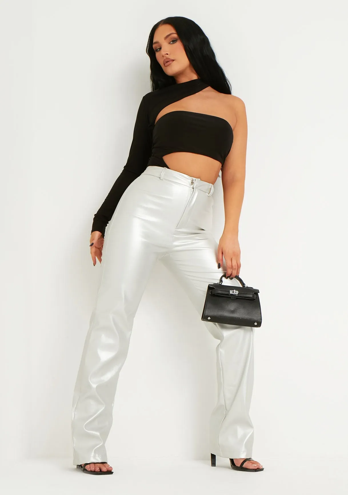 Yasmine Black One Sleeve Cut Out Bodysuit